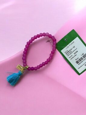 Lilly Pulitzer Capri Pink Beaded Bracelet with Turquoise Tassel new with tag